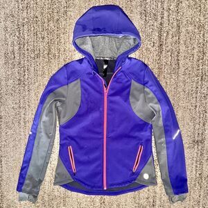 Mondetta Women's Softshell Purple Gray Fleece Full Zip Hooded Jacket Medium